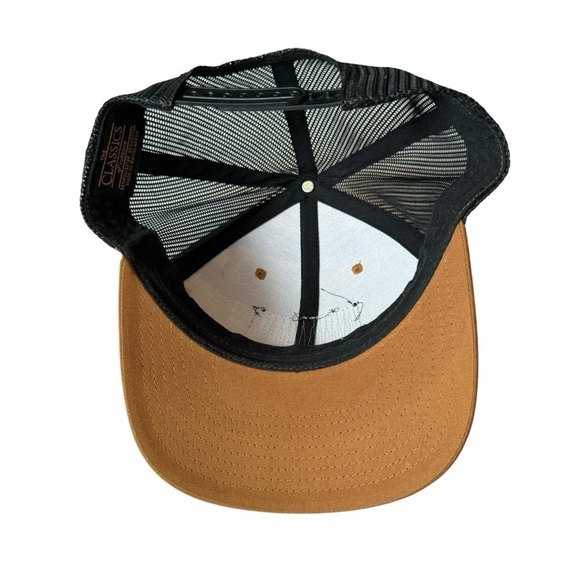 UP NORTH TRADING COMPANY Gold Tofte Text Patch Snapback Trucker Hat Cap - Picture 4 of 7